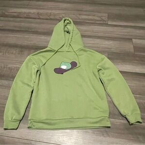 Green Hoodie with Frog Skater Graphic Size Medium